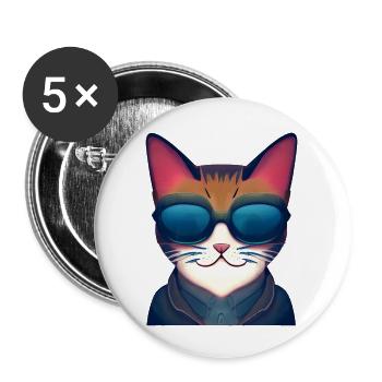 Domestic Cat Cat Pet Kitten Cat Owner - Buttons large 2.2''/56 mm (5-pack) - white - Front