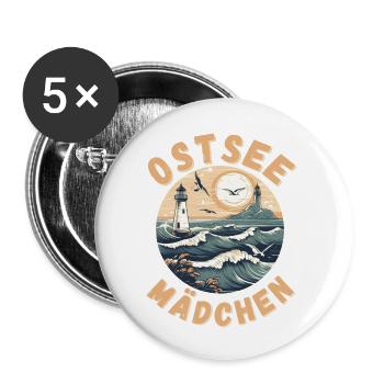 Ostsee Mädchen tolle Frauen Shirts Ostseeurlaub - Buttons groß 56 mm (5er Pack) - Weiß - Vorne
