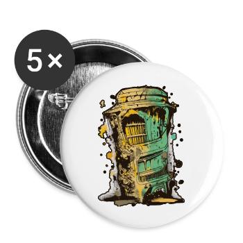 Abstraktes Vektor-Grafitti-Design, niedrige Palette - Buttons groß 56 mm (5er Pack) - Weiß - Vorne
