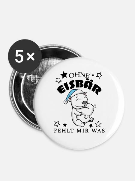 Eisbär - Buttons groß 56 mm (5er Pack) - Weiß