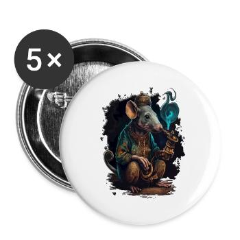 cool Rat funny smoke Relax Design - Lot de 5 grands badges (56 mm) - blanc - Devant