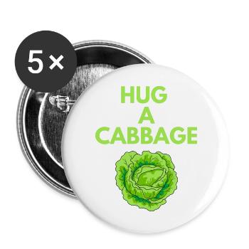 HUG A CABBAGE - Buttons large 2.2''/56 mm (5-pack) - white - Front