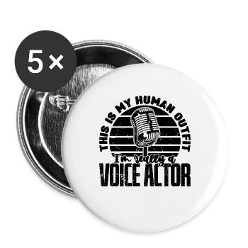 This Is My Human Retro Voice Acting Voice Actors - Buttons large 2.2''/56 mm (5-pack) - white - Front