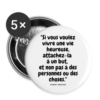 vivre une vie heureuse - Lot de 5 grands badges (56 mm) - blanc - Devant