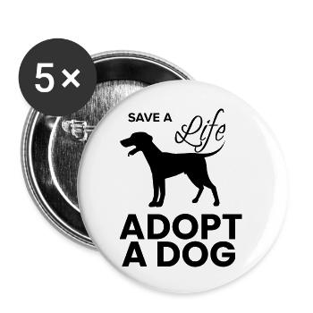 Hund Dog - Buttons large 2.2''/56 mm (5-pack) - white - Front