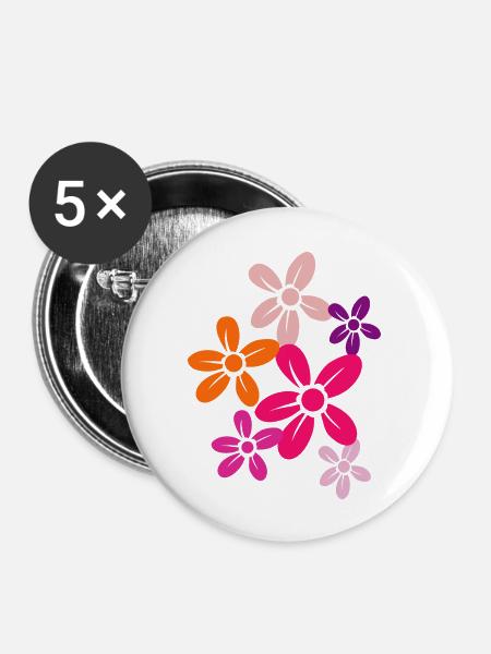Flower Blume Pflanze - Buttons groß 56 mm (5er Pack) - Weiß