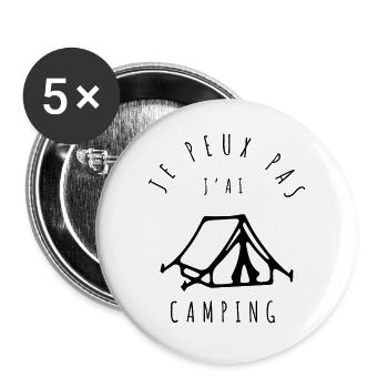 CAMPIng Je peux pas, j'ai camping - Lot de 5 grands badges (56 mm) - blanc - Devant