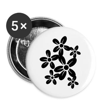 Flower Blume Pflanze - Buttons groß 56 mm (5er Pack) - Weiß - Vorne