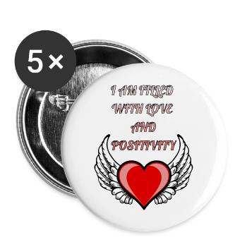 Ich bin erfüllt von Liebe und Positivität - Buttons groß 56 mm (5er Pack) - Weiß - Vorne
