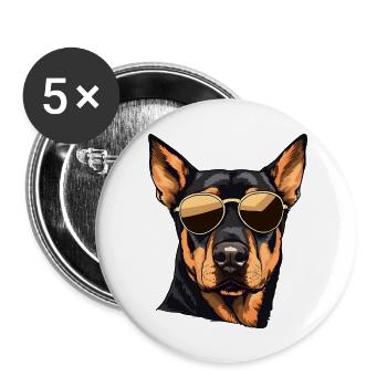 Rottweiler Cool - Buttons groß 56 mm (5er Pack) - Weiß - Vorne
