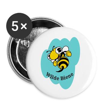 Wilde Biene - Buttons groß 56 mm (5er Pack) - Weiß - Vorne