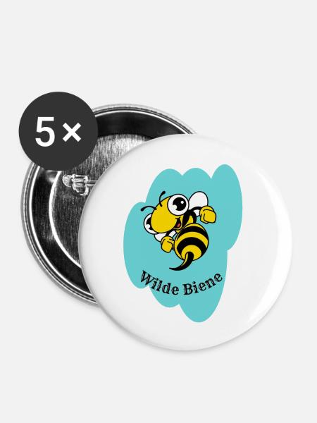 Wilde Biene - Buttons groß 56 mm (5er Pack) - Weiß