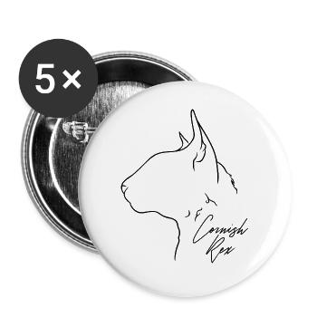 Cornish Rex Profile Cat Cat Wilsigns - Buttons large 2.2''/56 mm (5-pack) - white - Front