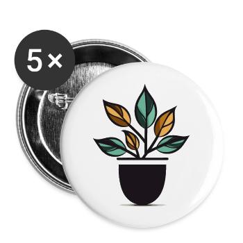 Abstrakte Pflanze - Buttons groß 56 mm (5er Pack) - Weiß - Vorne