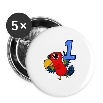 1 year old - Enrollment - Parrot motif - Buttons large 2.2''/56 mm (5-pack) - white - Front