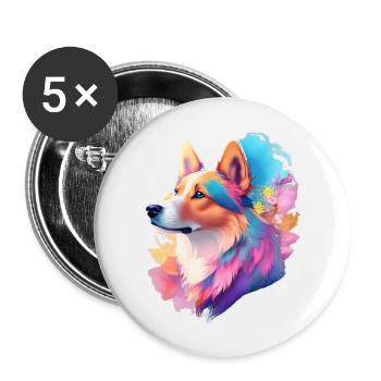 Portrait de chien - Lot de 5 grands badges (56 mm) - blanc - Devant