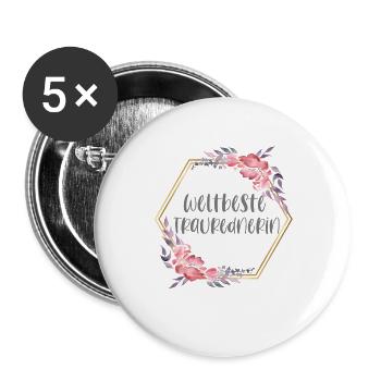 Weltbeste Traurednerin Hochzeit Beruf Geschenk - Buttons groß 56 mm (5er Pack) - Weiß - Vorne