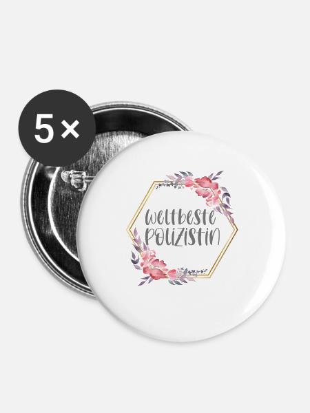 Weltbeste Polizistin Polizei Beruf Geschenk - Buttons groß 56 mm (5er Pack) - Weiß