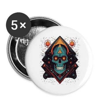 Psychedelic space skull colorful Art - Buttons large 2.2''/56 mm (5-pack) - white - Front