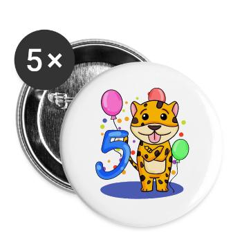 5 Birthday 5 years old with animal motif - Five - Buttons large 2.2''/56 mm (5-pack) - white - Front