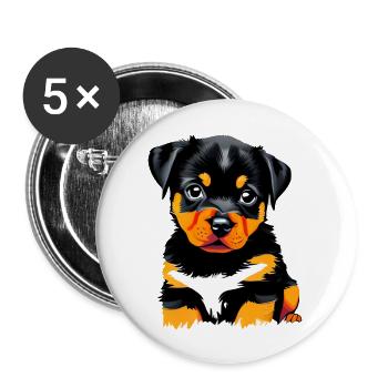 Rottweiler Dogs Rottweiler Puppy Dog Puppy Dog - Buttons large 2.2''/56 mm (5-pack) - white - Front