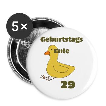 geburtstagsente - Buttons groß 56 mm (5er Pack) - Weiß - Vorne