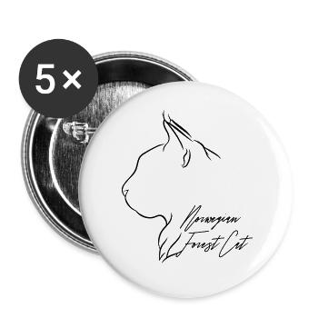 Norwegian Forest Cat Profile Cats Cat Wilsigns - Buttons large 2.2''/56 mm (5-pack) - white - Front