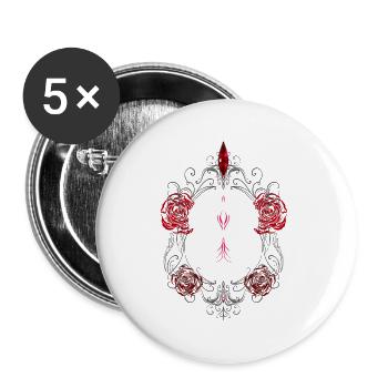Skull with Red Roses Gothic Ästhetik - Buttons groß 56 mm (5er Pack) - Weiß - Vorne
