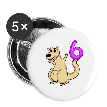 6 Birthday 6 years old with animal motif - six - Buttons large 2.2''/56 mm (5-pack) - white - Front