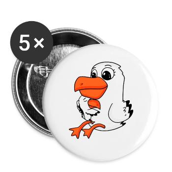 Seagull family - seagull with baby - Buttons large 2.2''/56 mm (5-pack) - white - Front