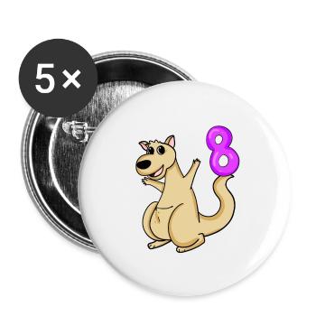 8 Birthday 8 years old with animal motif - eight - Buttons large 2.2''/56 mm (5-pack) - white - Front