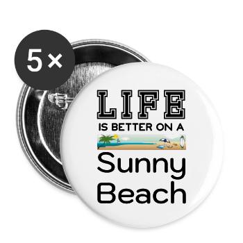 Life is better on a sunny beach - Buttons large 2.2''/56 mm (5-pack) - white - Front