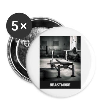 bench press Fitness Bodybuilding Gymwear Style - Buttons groß 56 mm (5er Pack) - Weiß - Vorne