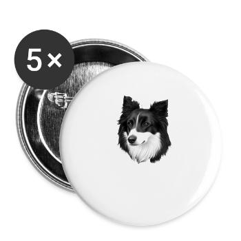 Border collie Retro chien doux - Lot de 5 grands badges (56 mm) - blanc - Devant
