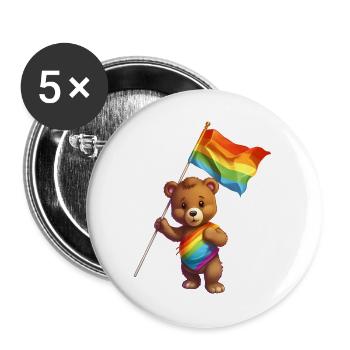 Love is a Bear Necessity - Buttons large 2.2''/56 mm (5-pack) - white - Front