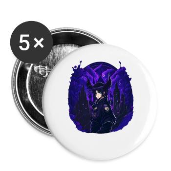 Goth Anime Girl nuit noire - Lot de 5 grands badges (56 mm) - blanc - Devant