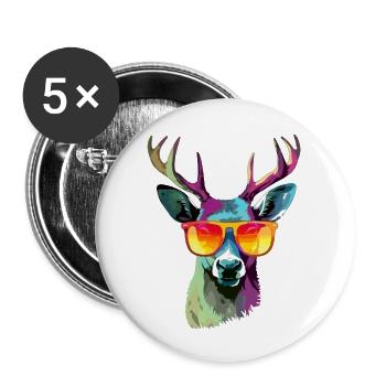 Jack le cerf à lunettes - Lot de 5 grands badges (56 mm) - blanc - Devant