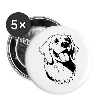 Hund Dog - Buttons large 2.2''/56 mm (5-pack) - white - Front