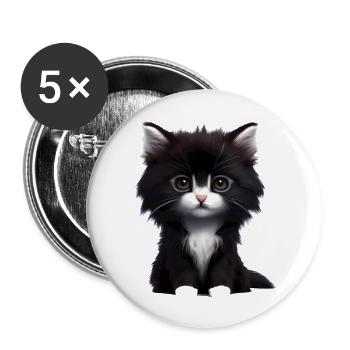 Chat Propriétaire Chat Domestique Chaton - Lot de 5 grands badges (56 mm) - blanc - Devant