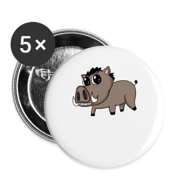Wild boar - Pig - Game - Buttons large 2.2''/56 mm (5-pack) - white - Front
