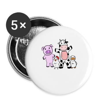 Cute animals for children - Farm - Buttons large 2.2''/56 mm (5-pack) - white - Front