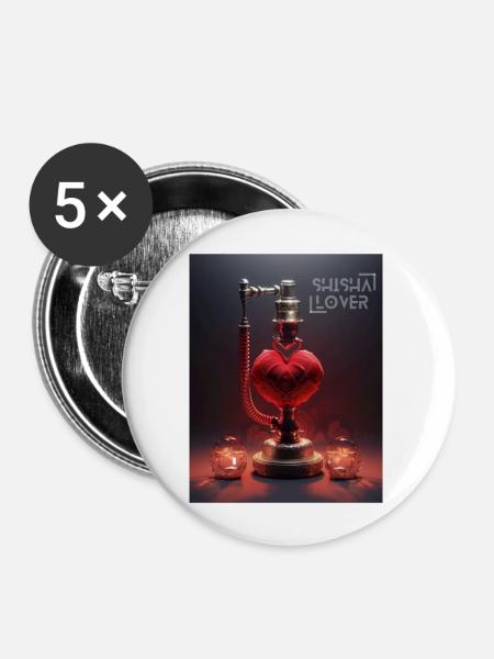 Shisha Lover Futuristic - Buttons groß 56 mm (5er Pack) - Weiß