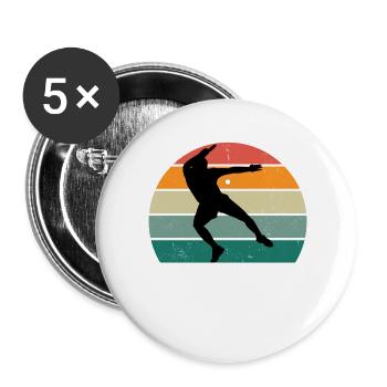 Tischtennisspieler - Buttons groß 56 mm (5er Pack) - Weiß - Vorne