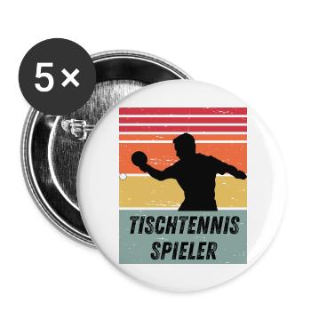 Tischtennisspieler - Buttons groß 56 mm (5er Pack) - Weiß - Vorne