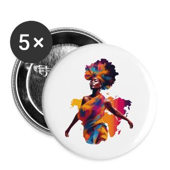 Afrikanische Frau - Buttons groß 56 mm (5er Pack) - Weiß - Vorne