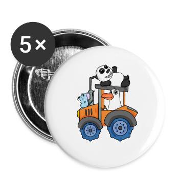 Traktor Trecker Niedliche Tiere - Buttons groß 56 mm (5er Pack) - Weiß - Vorne