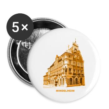 Hôtel de ville de Mindelheim Allgäu Souabe Bavière - Lot de 5 grands badges (56 mm) - blanc - Devant