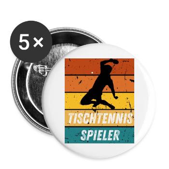 Tischtennisspieler - Buttons groß 56 mm (5er Pack) - Weiß - Vorne