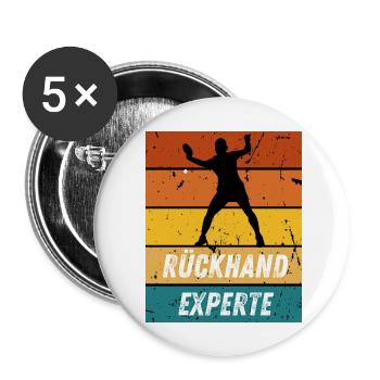 Rückhandexperte - Buttons groß 56 mm (5er Pack) - Weiß - Vorne