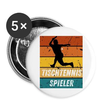 Tischtennisspieler - Buttons groß 56 mm (5er Pack) - Weiß - Vorne